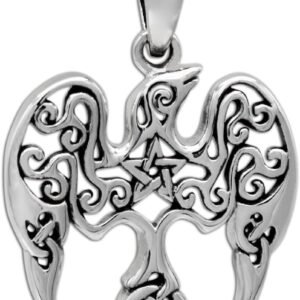 Sterling Silver Small Raven Pentacle Pentagram Pendant