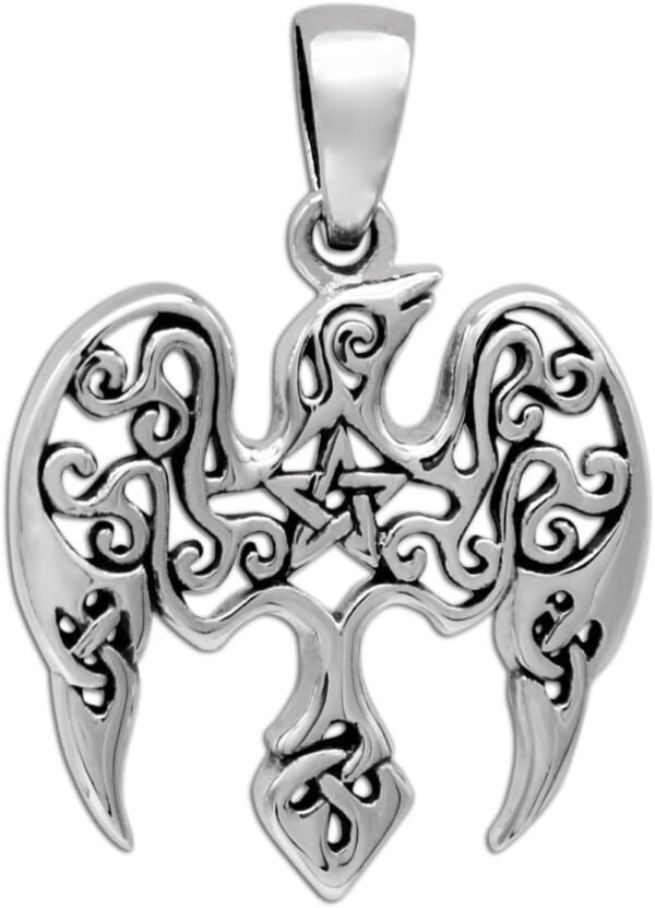 Sterling Silver Small Raven Pentacle Pentagram Pendant