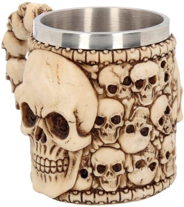 Dark Collection~Tankard Of Skulls Mug 14cm Ivory