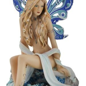 Magic  Collection~Resin Statues Sapphire Alluring Blue Butterfly Winged Fairy Statue 5 X 7 X 4 Inches Blue