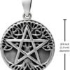 Sterling Silver Small Tree Pentacle Pentagram Pendant; 3/4 Inch Diameter
