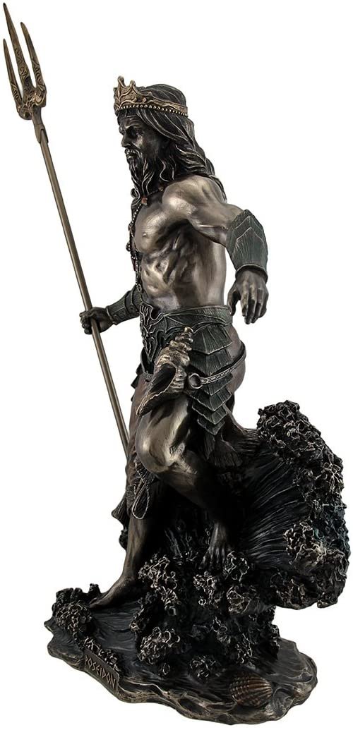 Magic  Collection~Poseidon Greek God of The Sea Commanding Waves Statue 20 Inch