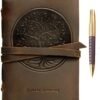 Witchcraft~Leather Journal Tree of Life Notebook Embossed Handmade Travel Diary, A5 Vintage Writing Bound for Men for Women Genuine Antique Rustic Leather 6"x8" Engraved Paper Perfect for Notes Sketchbook + Pen