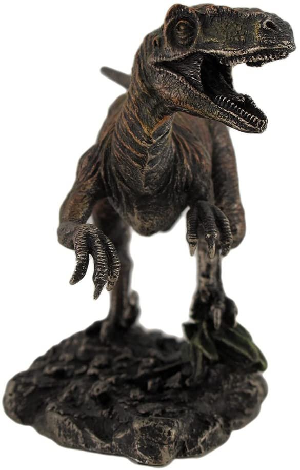 Magicun  Collection~Highly Detailed Velociraptor Dinosaur Bronzed Statue Hand Painted Raptor