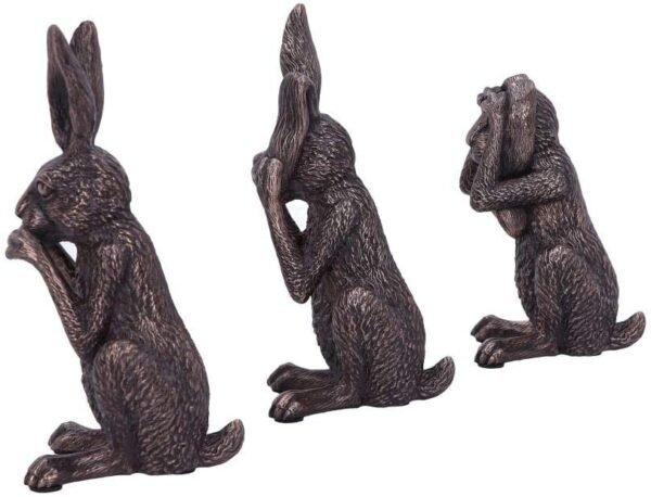 Animal Collection~ See No, Hear No, Speak No Evil Bronze Hare Figurines, Polyresin, One Size