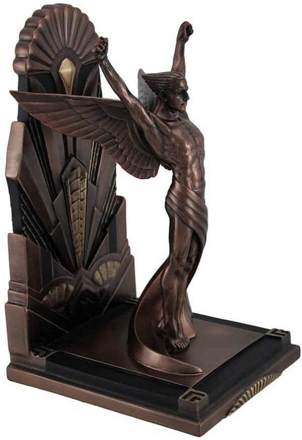 Magic  Collection~The Winged Man Metallic Copper Finish Art Deco Single Bookend Statue