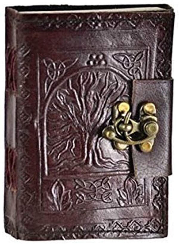 Witchcraft~Leather Celtic Tree of Life Book of Shadows Blank Spell Book Wicca