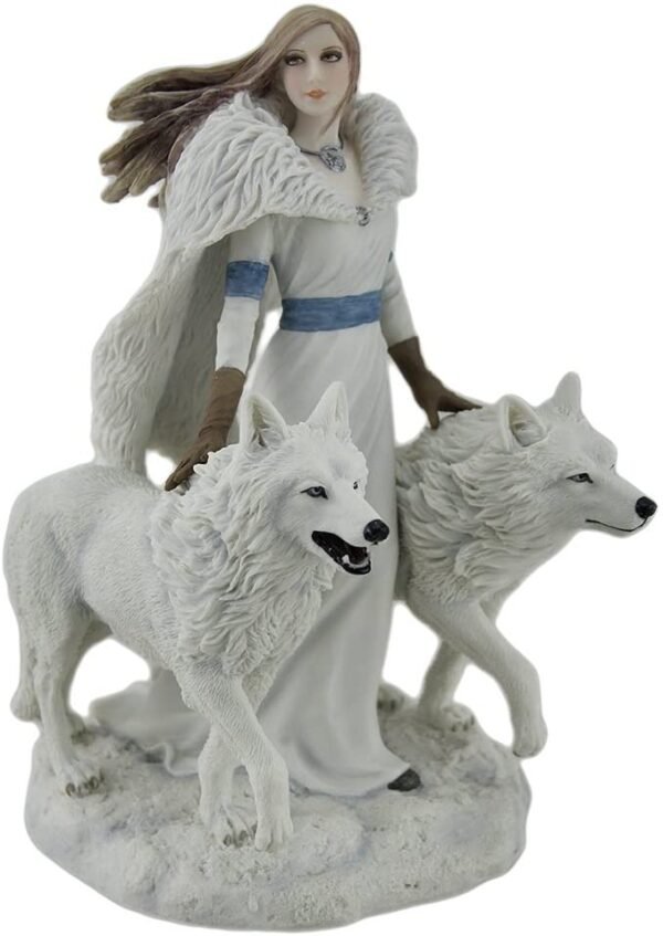 Magic  Collection~Winter Guardians by Anne Stokes Snow Wolves and Mistress Statue