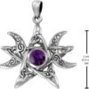 Sterling Silver Moon Phase Pentagram Pendant with Natural Amethyst