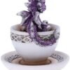 Fantasy Collection~ Purple Dracuccino Dragon Teacup Figurine, Polyresin, One Size