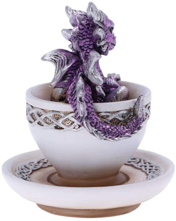 Fantasy Collection~ Purple Dracuccino Dragon Teacup Figurine, Polyresin, One Size