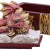 Fantasy Collection~ U5024R0 Red Bedtime Stories Dragon Book Box, Polyresin, One Size