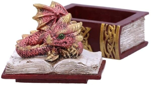 Fantasy Collection~ U5024R0 Red Bedtime Stories Dragon Book Box, Polyresin, One Size