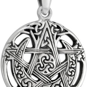 Sterling Silver Small Cut Moon Pentacle Pendant