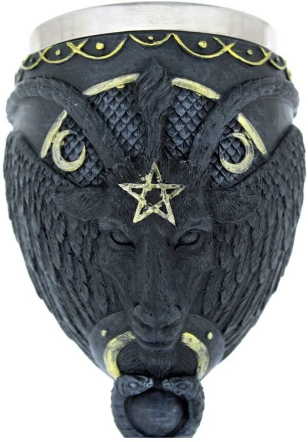 Dark Collection~Baphomet Goblet 20cm Black, Resin w/stainless steel insert, One Size
