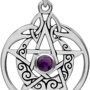 61_r7a4BYCL._AC_SL1200 Sterling Silver Crescent Moon Pendant Pentacle with Natural Amethyst