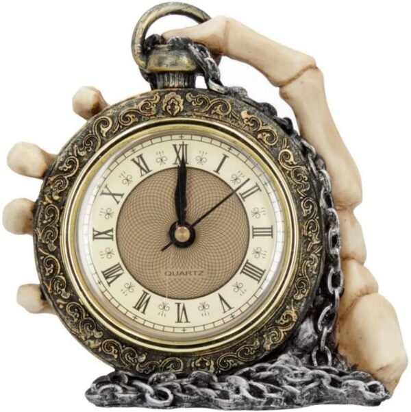 Dark Collection~Time Skeleton Clock 14cm Gold, Polyresin, One Size