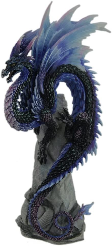 Magic  Collection~Veronese Resin Statues Andrew Bill Sapphire Sentinel Hand Painted Blue Dragon Statue 5.5 X 10.5 X 3.5 Inches Blue