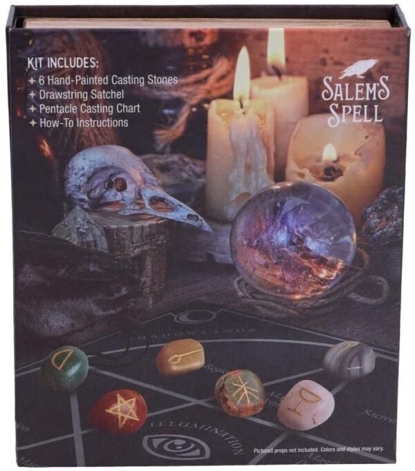 Wiccan Collection~Salem's Spell Kit Set of Six Witches Wellness Stones in Decorated Box, Brown, One Size