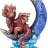 Fantasy Collection~ Metallic Red Crescent Creature Moon Dragon Figurine, Polyresin, One Size