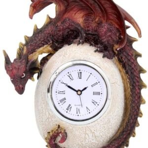Fantasy Collection~ Timeless Guardian Clock 20cm Red, Resin