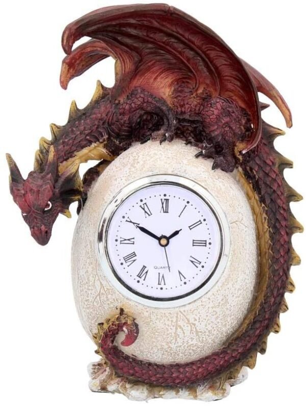 Fantasy Collection~ Timeless Guardian Clock 20cm Red, Resin