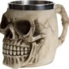 Dark Collection~NEM3933 Grinning Skull Tankard Mug 14cm Ivory