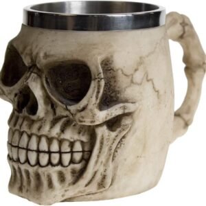 Dark Collection~NEM3933 Grinning Skull Tankard Mug 14cm Ivory