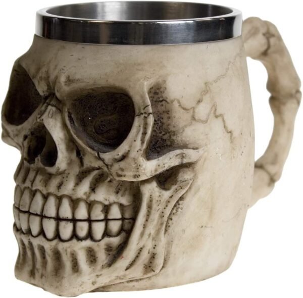 Dark Collection~NEM3933 Grinning Skull Tankard Mug 14cm Ivory