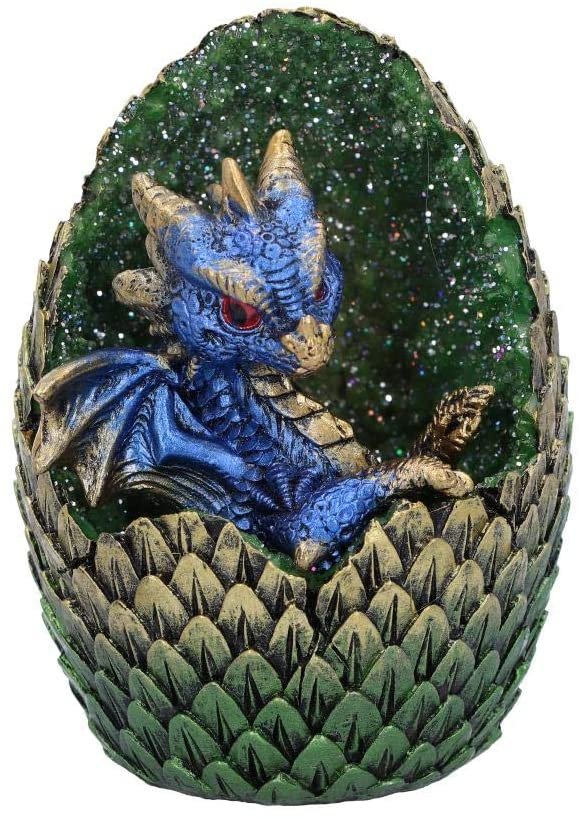 Fantasy Collection~ U5000R0 Blue Geode Home Glittering Hatchling and Egg Figurine, Polyresin, One Size