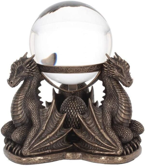 Fantasy Collection~ Dragons Prophecy Crystal Ball Holder 18.5cm Bronze, Resin