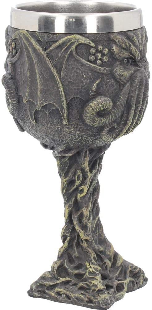 Magicun N.Giftware~Cthulhu's Thirst Goblet 21cm Green, Resin w/stainless steel insert, 17cm