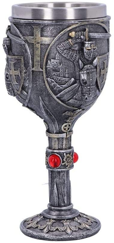 Mythology Collection~ First Knight Horse Rider Goblet Glass, Silver, 18cm