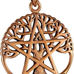 Copper Cut Out Tree Pentacle Pentagram Pendant; 1 Inch Diameter