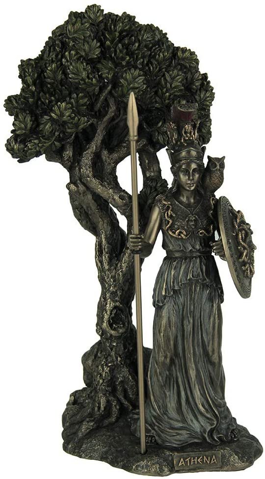 Magic  Collection~Resin Statues Greek Goddess Athena Under Olive Tree Bronze Finish Statue 5.25 X 9.5 X 4.5 Inches Bronze