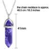 Witchcraft~12 Pieces Hexagonal Chakra Crystal Bullet Shape Gemstone Pendant Necklaces Pointed Quartz Stone Chain Necklaces Artificial Stone with Storage Bag