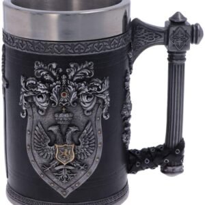 Magicun N.Giftware~Double Headed Eagle Crest Empire Tankard Mug, Black and Silver, 16cm