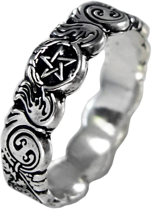Soloman Pentant~Sterling Silver Celtic knot Pentacle Banshee Guardian Ring Jewelry (Size 4-12)