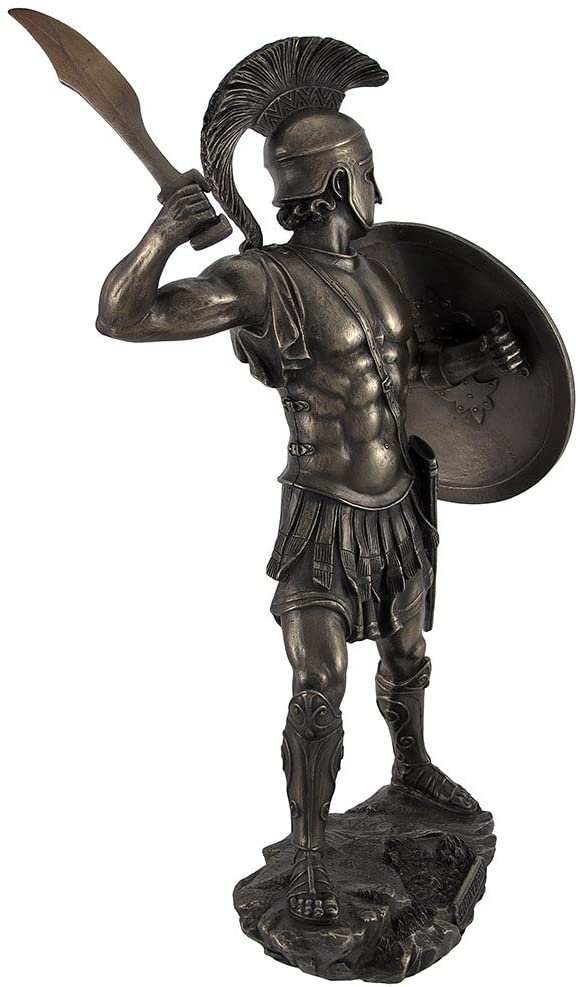 Magic  Collection~Bronzed Spartan Warrior with Sword and Hoplite Shield Statue