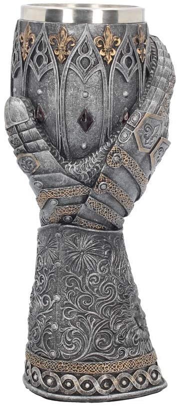 Mythology Collection~ B2404G6 Lionheart Armoured Glove, Silver, Resin with Stainless Steel Insert