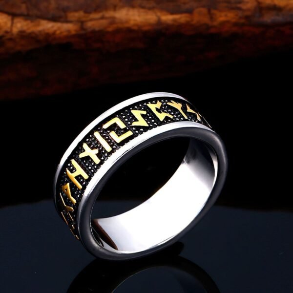 Viking Rune Ring with Elder Futhark Runes Norse Ring Scandinavian Jewelry