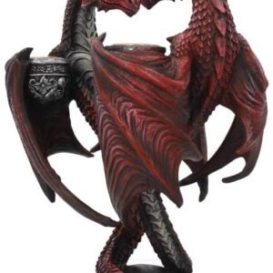 Artist Collections~ Dragon Heart Anne Stokes Valentine's Edition Candle Holder 23cm Red, Resin, One Size