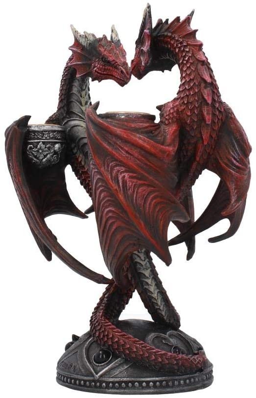 Artist Collections~ Dragon Heart Anne Stokes Valentine's Edition Candle Holder 23cm Red, Resin, One Size