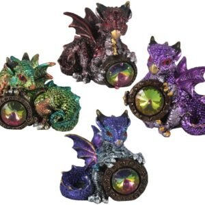 Nemesis Now Dragon's Reward Set of 4 5.5cm Figurines, Resin, Multi-Coloured, One Size