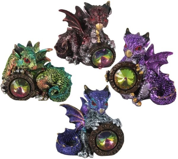 Nemesis Now Dragon's Reward Set of 4 5.5cm Figurines, Resin, Multi-Coloured, One Size