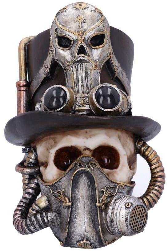 Magicun N.Giftware~Steampunk Breathe Easy Venetian Mask Skull Ornament, Silver, 19.5cm