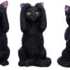 Animal Collection~ U4802P9 Three Wise Felines 8.5cm, Black