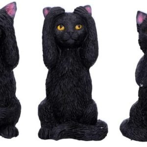 Animal Collection~ U4802P9 Three Wise Felines 8.5cm, Black
