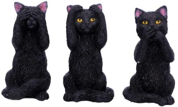 Animal Collection~ U4802P9 Three Wise Felines 8.5cm, Black
