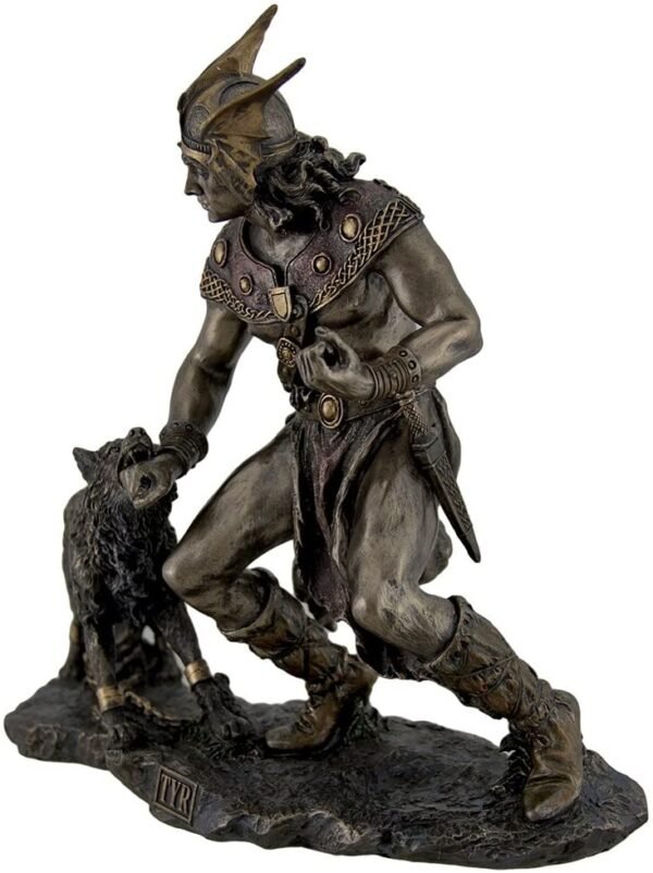 Magic  Collection~Norse God Tyr Battling Fenrir Bronze Finish Statue